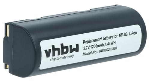 vhbw Battery Replacement for Fujifilm NP-80, NP-80e for Camera DSLR (1200 mAh, 3.7 V, Li-Ion)