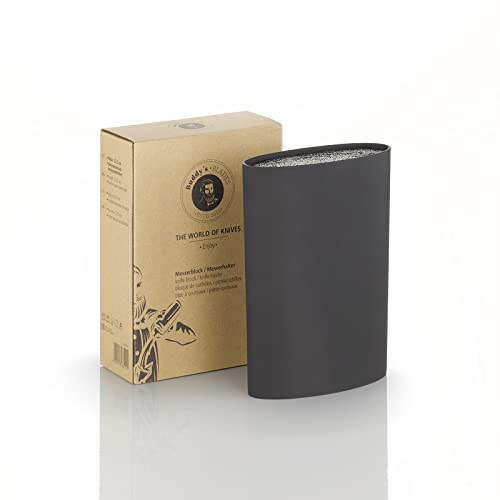 Buddy's Blades Bloc à couteaux ovale en plastique de qualité supérieure Noir Hauteur 23 cm Insert de poils en PET respectueux des lames Facile à nettoyer