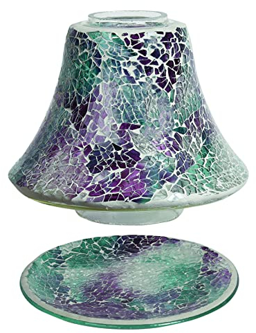 Aroma Teal Crackle Candle Shade & Tray