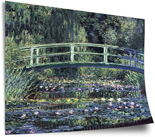 Claude Monet Cotton Poster: Water Lilies and Japanese Bridge, Unframed Art Print, Mural - A4, A3, A2, A1, A0, XXL - Living Room, Bedroom, Kitchen, Decoration