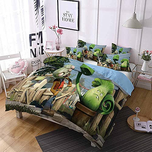 LISaINmAy Plants Vs Zombies 3 Pieces Bedding Set with 2 Pillowcases Duvet Cover with Zipper Closure Prevent Allergy (Double(200x200cm),Style 04)