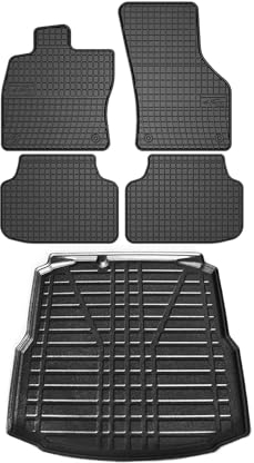 OMAC Fußmatten & Kofferraumwanne Set kompatibel mit Skoda Octavia Stufenheck 2013-2019 Gummi 5X