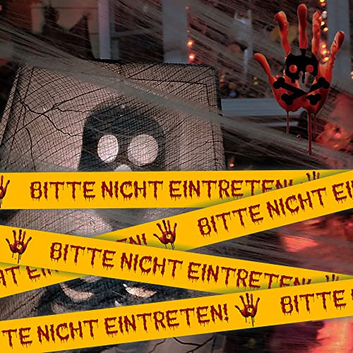 Halloween Decorative Garden Warning Tape Roll Decoration Scary Warning Barrier Outdoor Party Decoration Garden Decoration Accessories Please Do Not Entrance, Non-Adhesive, Yellow - 25 m