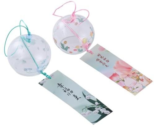 Falytemow Japanische Wind Chimes Wind Glocken Handgemachte Glas Japanische Stil Anhänger für Geburtstagsgeschenk Outdoor oder Indoor Home Decors (Tulpen und Orchideen, 7 cm)