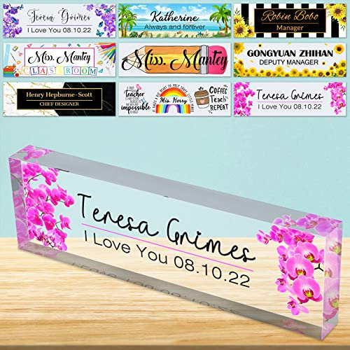 Plaque d'identification de Bureau Plaque d'identification personnalisée en Bloc d'acrylique pour Bureau Plaque d'identification personnalisée pour Bureau Appréciation Décor Cadeau-8x2.5inch