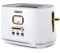 Muse Edelstahl-Toaster im weißen Retro Design, analoge Anzeige, beleuchtete Tasten, 6 Bräunungsstufen, 2 Scheiben, MS-130 W, Vintage Look, mit Krümelschublade