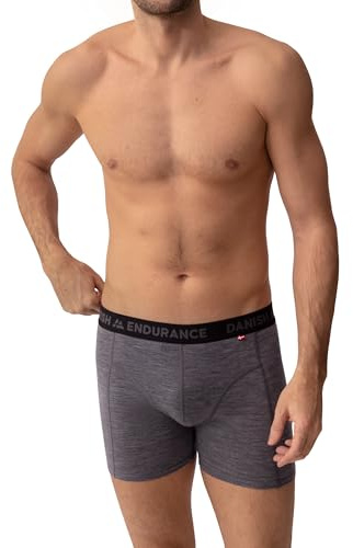 DANISH ENDURANCE Merino Wool Boxers, Anti Chafing, Odour Resistant Hiking Boxers, Sweat-wicking, with Optional Fly, Breathable Mens Underwear Trunks, Lightweight, 1-Pack