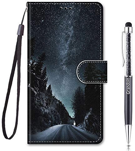Grandoin Kompatibel mit Google Pixel 6A Hülle, Handyhülle Google Pixel 6A, Google Pixel 6A Klappbar Klapphülle, Handytasche PU Leder Flip Cover Case Schutzhülle Google Pixel 6A(SternenFarbeer Himmel)