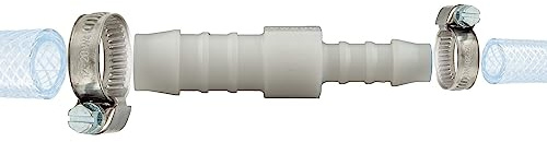 tecuro Schlauchverbinder reduziert Ø 10 mm x Ø 12 mm, mit Edelstahlschlauchschellen - Nylon weiß