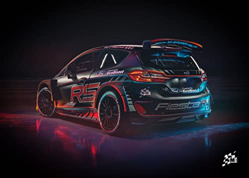 Displate - Metallposter - Magnet-Montage - M-Sport Ford WRC Team - Ford Fiesta Rally 2 - Ford Fiesta Rally 2 back - Größe L - 67,5x48cm Matt