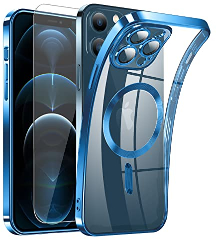 Clear Magnetisch für iPhone 12 Pro Max Hülle mit MagSafe [Original iPhone Äußere] [Kameraschutz Eingebaut] Durchsichtig Silikon Case Ultra Dünn [Niemals Gelb] Handyhülle Anti Fingerabdruck Schutzhülle