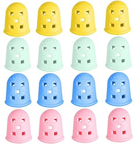 16 Stück Fingerhülsen Gitarren-Fingerspitzenschutz Kleine Kalimba-Fingerpicks Nagelschutz Silikon-Fingerhülse Daumenschutz Kieselgel