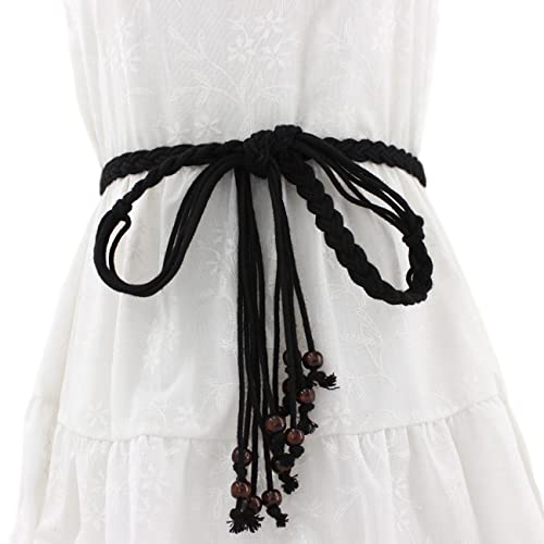 FAIRYGATE Damen-Gürtel Gürtel Schwarz Gürtel Damen Schwarz Frauen Dünne Geflochtene Gewebte Taille Band für Rock Kleid Anzug, DA0906