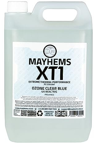 Mayhems - XT1 Premixed PC Coolant - Computer Water Cooling Fluid - Liquid Cooling, Thermal Performance Series, UV Fluorescent Blue, 5 Litre, Ozone Clear Blue