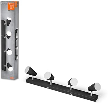 LEDVANCE LED SPOT PEAR Deckenanbau-Spot 600mm, schwarz, 17,2W, 840lm, bietet gerichtetes Licht mit warmweißer Lichtfarbe, mit flexiblem GU10-Strahler, GU10-Lampe enthalten, IP20 Schutzklasse, 2700K