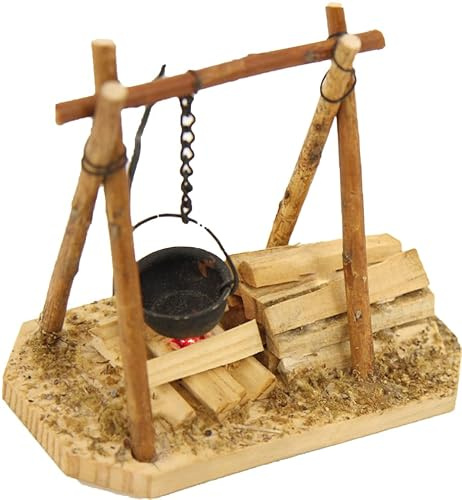 FADEDA Lagerfeuer mit Kabel und Beleuchtung, LED/Höhe:9 cm/handbemalt/detailgetreue Krippen Figuren - Weihnachten Tisch Dekoration Krippe Zubehör