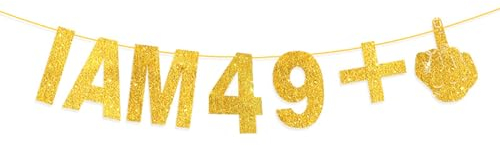 ENLACE Lustige 50. Geburtstag Girlande Deko 50. Geburtstag Mann Frau,Gold Glitzerbanner zum 50 Geburtstag Deko,Happy Birthday Girlande 50 Jahre,50er Geburtstagsgirlande Partyzubehör