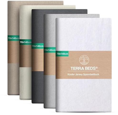 Terra Beds Premium Spannbettlaken 70x140 cm - 160g/m2-100% Hochwertiges Oeko-TEX Baumwoll Jersey Kinder Spannbetttuch – Erhältlich in 10 Farben