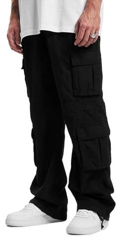 DEF Hosen Herren Cargohosen Schwarz 36