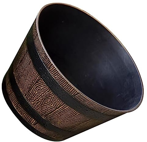 BESPORTBLE Flor De Resina De Imitación De Madera. Macetero De Cubo Redondo Maceta De Barril De Whisky Jardineras De Resina Maceta Decorativa Macetas De Barril De Vino Exterior Deseando Bien