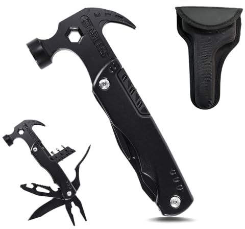 TESCOACH Mulittool Hammer Pliers 13in1 Camping Gear Survival EDC Kit, Gadgets for Men Outdoor, Hiking, with Sheath(6.3inch, 0.84lb)