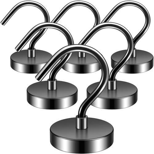 FINDMAG Starke Magnethaken, 18 kg + robuste Magnete mit Haken für Kreuzfahrtschiffwände, robuste Kooks für Kreuzfahrtkabinen, zum Aufhängen, Grill, Werkzeug, Küche, 6 Stück