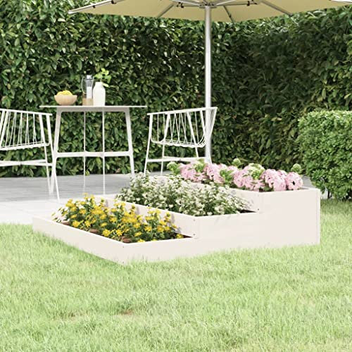 DYRJDJWIDHW jardineras Exterior Grandes,jardineras Exterior,Jardinera Madera Maciza de Pino Blanco 107x107x27 cmIdeal para Jardines, Salones Donde se necesite