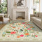 Homcomodar Blumen Teppich Wohnzimmer 120x170cm Kurzflor Teppich Schlafzimmer Vintage Floral Waschbarer Teppiche Kinderzimmer für Wohnzimmer Schlafzimmer(Grün)