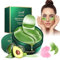 60Pcs Augenpads+2 Lippenmaske,Augenpads Gegen Augenringe,Eye Patches Mit Avocado,Augenpads Hyaluron,Augenringe Entfernen Eye Pads,Mindern Falten und Schwellungen