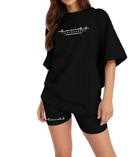 Outlet Angebote Sportanzug Damen Kurzarm Trainingsanzug Set Tracksuit Rundhalsausschnitt Einfarbig Zweiteiler Zweiteiler Jogginganzug Loungewear Outfit Jogger Trainingsanzug Set Sport Outfit