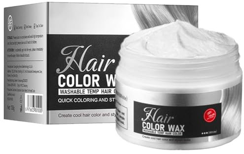 Cera temporal para el cabello, color blanco lavable, pomada natural, tinte temporal blanco, cera para el cabello para hombres y mujeres, crema instantánea para fiestas, cosplay y Halloween (blanco
