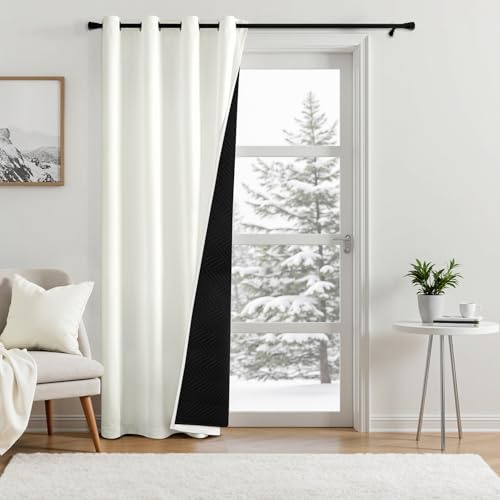 MIULEE Thermovorhang Ösen, Kälte Hitzeschutz, Weiß 225x132 cm 1 Stück | Doppellagiger Blickdichter Thermovorhang mit Ösen, Kälte Hitzeschutz, Lärmdämmung und Verdunkelung