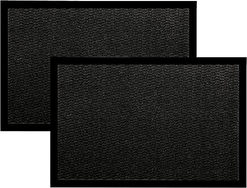 Non Slip Heavy duty Extra Large carpet mats Indoor-Outdoor for Living room Patio Backyards Farmyard Garden restaurants hospitals Offices Hotels Camping High Traffic Areas (Black, 90 X 150 (Pack of 2)