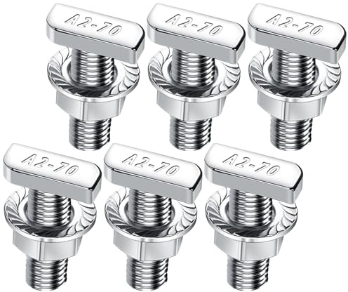 Lot de 6 vis à tête marteau M8 x 25 en acier inoxydable A2-70,6 vis à tête marteau avec écrous à dents de blocage, écrous à bride, vis à double filetage M8 pour rail de montage solaire PV, serre et