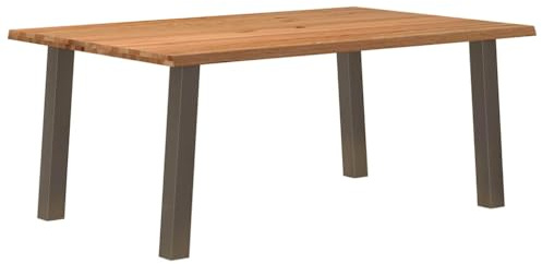 Ziaphsol Massiver Esstisch Eiche Baumkante 180x120x74 cm, Rechteckiger Esszimmertisch mit Naturkante, Küchentisch für Küche und Esszimmer, Langlebiger Massivholz-Tisch für Esszimmertische