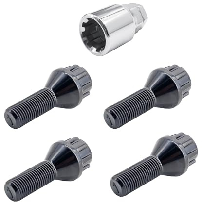 Simoni Racing BRA/30N Kit 4 Bulloni Antifurto - Bulloni antifurto per Ruote Chiave 19 M12x1.25 Lunghezza 27 mm - Colore Nero