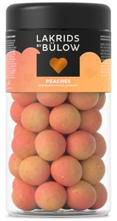 LAKRIDS BY BÜLOW - PEACHES 270g - Dänische Gourmet Lakritz-Kugeln - Süße Lakritze mit Pfirsich, Weißer Schokolade und Passionsfrucht
