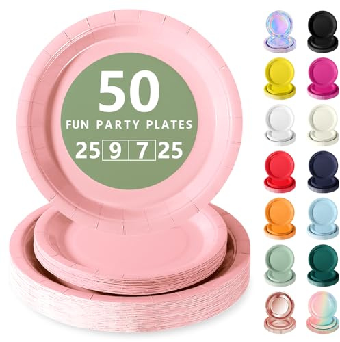 Nkaiso 50Pcs Rosa Morandi per feste, piatti carta eleganti