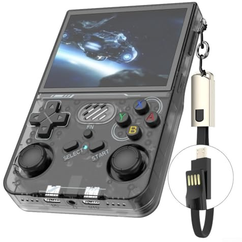 Console di gioco portatile retrò, R36XX con oltre 15.000 giochi con schermo IPS da 3,5 pollici, divertente e portatile, WiFi open source online multiplayer (nero)
