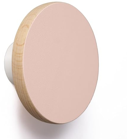 bomidé Garderobenhaken/Wandhaken Basic - rund 65 mm, aus Holz (Rosa Pastell)