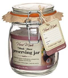 KitchenCraft Home Made Glass Jar with Clip Lid and Airtight Seal, 750 ml, Red