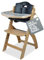 Abiie Beyond Junior Wooden High Chair with Tray - Adjustable and Convertible High Chair for Babies and Toddlers - 6 Months to 250 Lb - Water Resistant - Natural Wood/Black Pearl Cushion