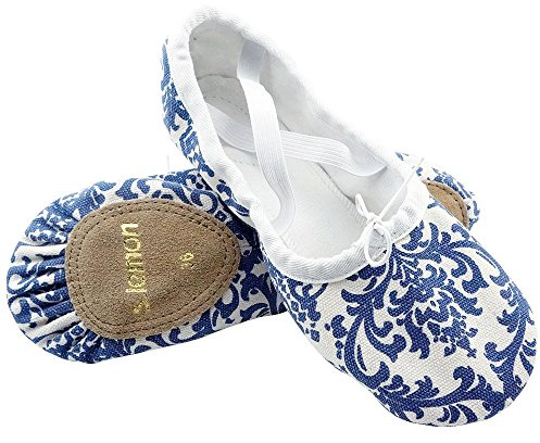 s.lemon Ballet Shoes for Girls,Canvas Ballet Slipper Dance Gymnastic Shoe Kid Adult Blue Flower 36 EU