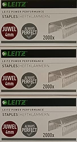 Leitz Heftklammern Juwel, verzinkt 6000 Stück (3 Packungen / 4 mm)