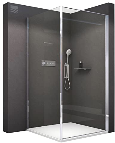 Bernstein Duschkabine 80x80 cm NT416 aus 8 mm Sicherheitsglas mit Hebe-Senk-Tür, Magnetverschluss, Nano-Beschichtung, Schwallschutzleiste und Chromprofil, Höhe 195 cm
