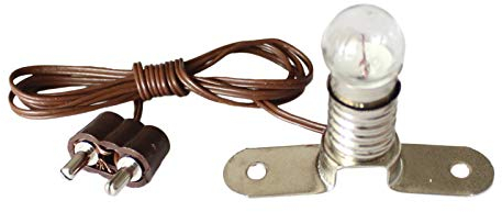 WITTKOWARE Zubehör zur Krippen-/Puppenstuben-Elektrifizierung (Glühlämpchen mit Brückenfassung E10, 3,5V, mit Kabel & Stecker)