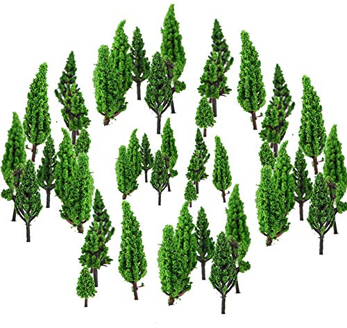 50 Stück Modell Bäume Miniatur, Stücke Modellbau Bäume H0, Zug Bäume Eisenbahn Landschaft Diorama Baum Architektur Bäume Tabletop, für DIY Landschaft, Mini Landschaftsgestaltung, Natürliche Grün