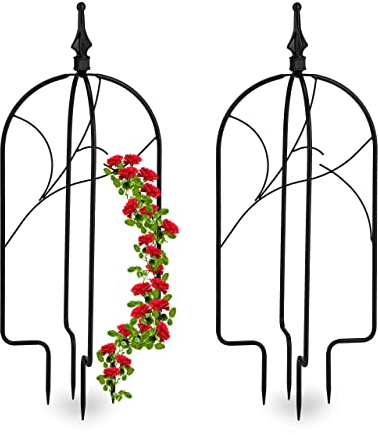 Relaxdays Rankhilfe Obelisk, 2er Set, HBT: 66 x 26 x 26 cm, Rankturm für Kletterpflanzen, Metall, freistehend, schwarz