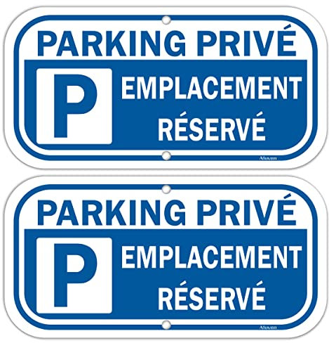 2 Pièces Panneau Parking Privé Emplacement Réservé 30x15cm Aluminium Panneaux d'avertissement de Protection UV, Très Résistant en Extérieur, pour Les Zones extérieures et intérieures