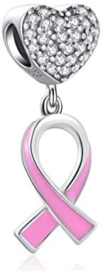Streetculture Herz Rosa Schleife Pink Brustkrebs Krebs Cancer Krankheit Frau Bettelarmband Anhänger 925 Silber Sterlingsilber (2551)